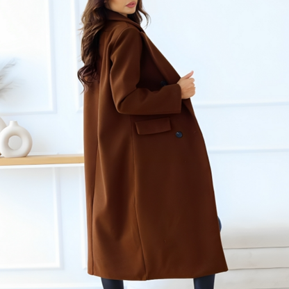 Warm Womens Oversized Wool Double Breasted Coat