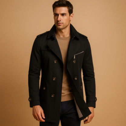 Classic Men's Double Breasted Water Repellent Trench Coat