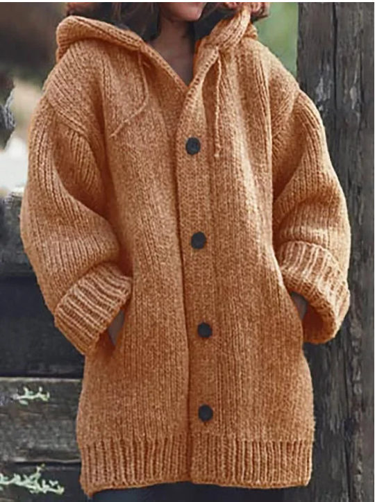 Cozy Women's Button Front Thick Knit Cardigan Sweater