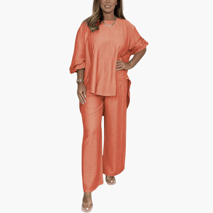 Comfy Women's Pajama Set with Wide Leg Pants