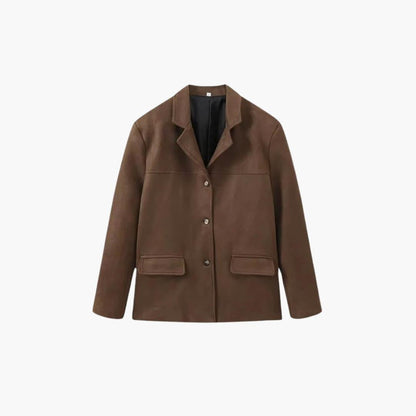 Chic Ladies Suede Coat with Button Front - Olytrend