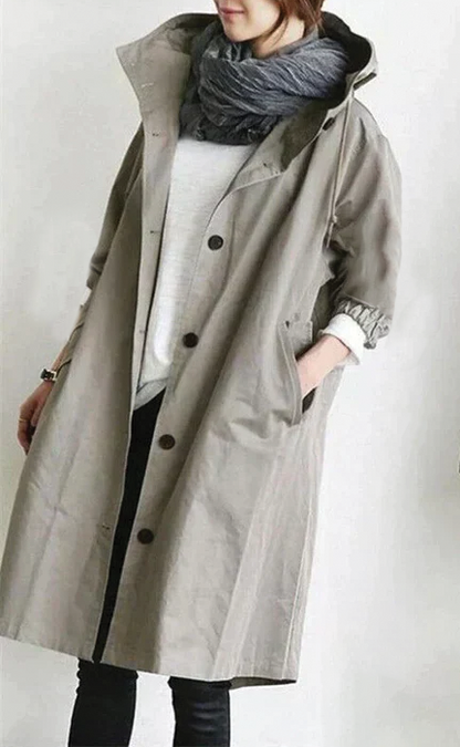 Classic Water Repellent Hooded Trench Coat