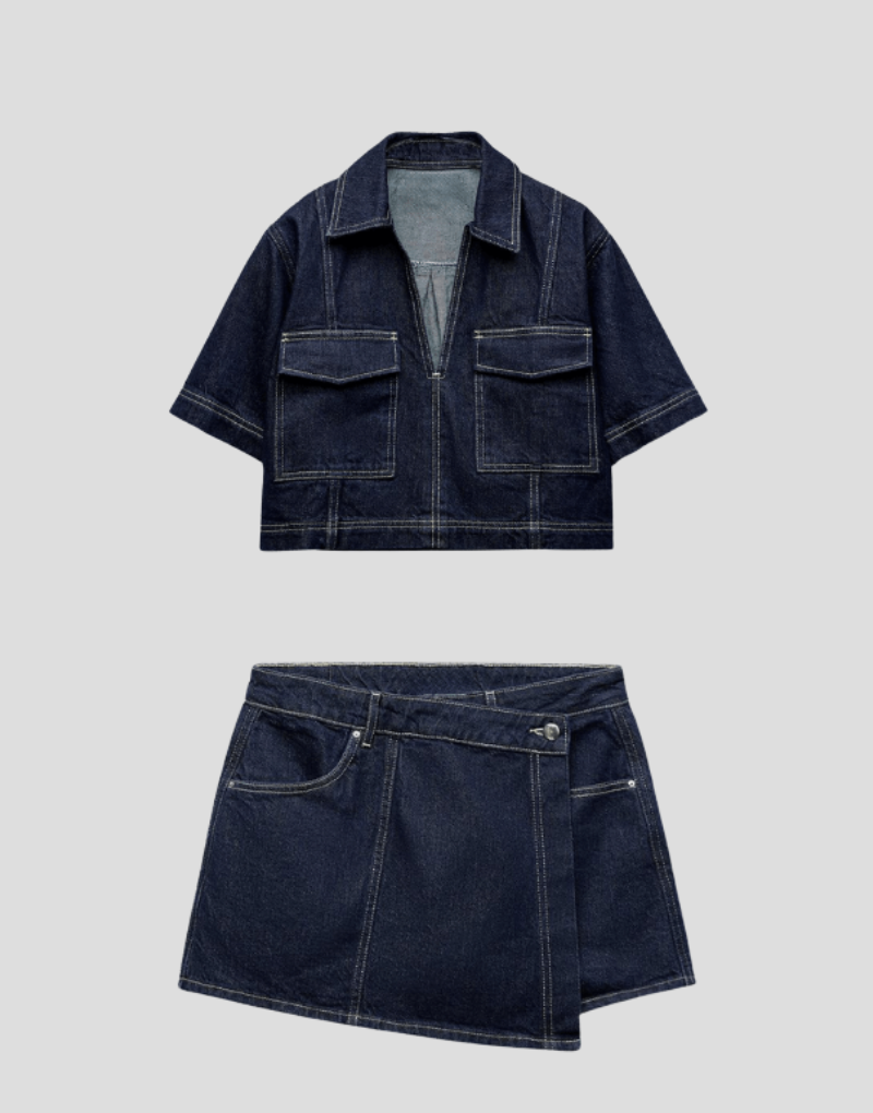 Casual Blue Jeans Outfit Set