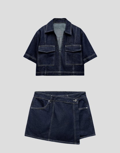 Casual Blue Jeans Outfit Set