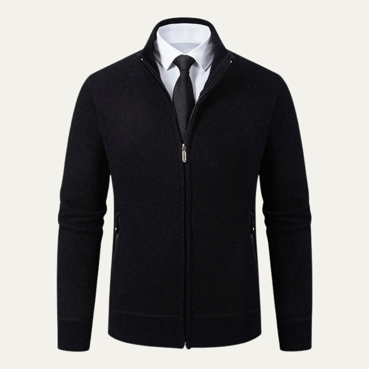 Classic Men's Knitted Zipper Cardigan with Pockets - Nocini