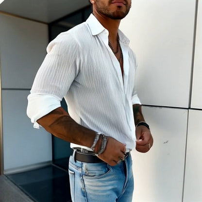 Linus | Men's Classic Fit Textured Linen Dress Shirt