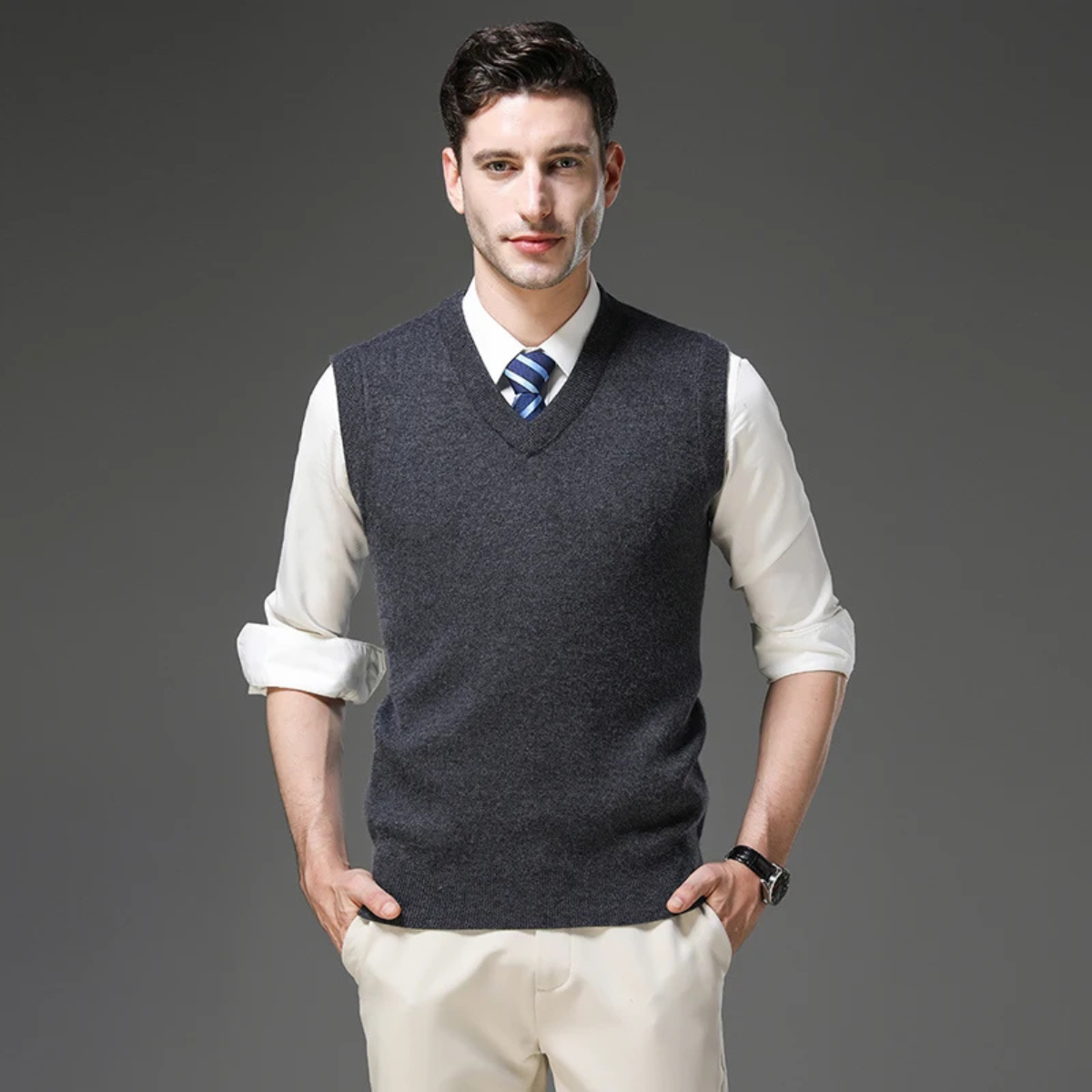 Comfy Men's V Neck Knit Vest