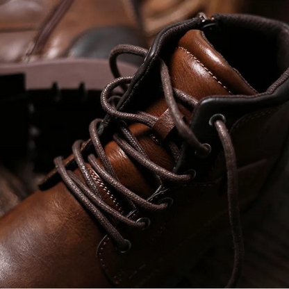 Tough Leather Military Style Ankle Boots