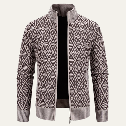 Stylish Men's Diamond Quilted Knit Blazer Jacket - Nocini