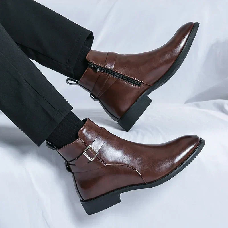 Smart Mens Leather Ankle Boots