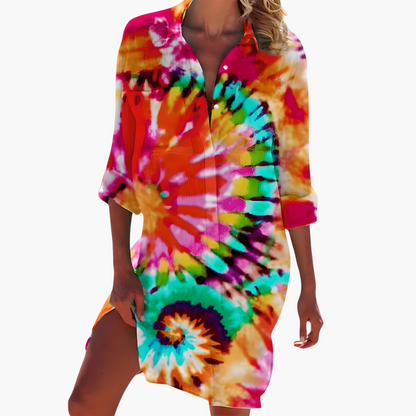 Ladies Long Sleeve Button Front Dress