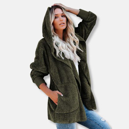 Cozy Women's Hooded Fleece Cardigan with Pockets