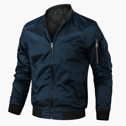 Men's Zip-Up Bomber Jacket - Slim Fit Water Resistant