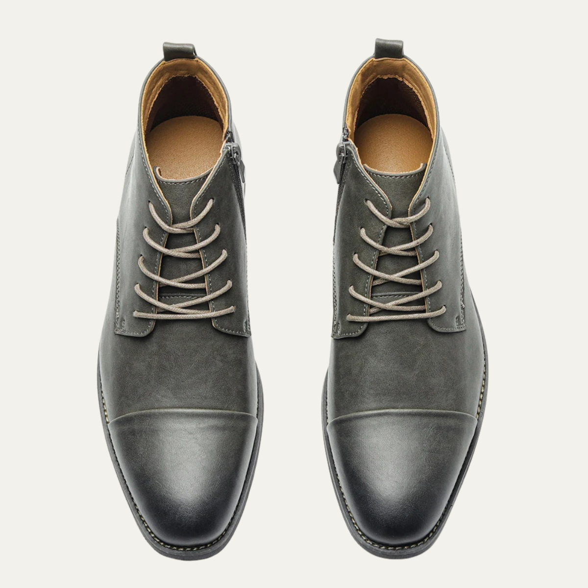 Stylish Men's Leather Side Zip Ankle Boots