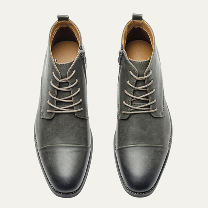 Stylish Men's Leather Side Zip Ankle Boots
