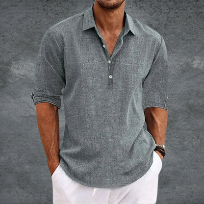 Casual Mens Button Down Roll Sleeve Shirt