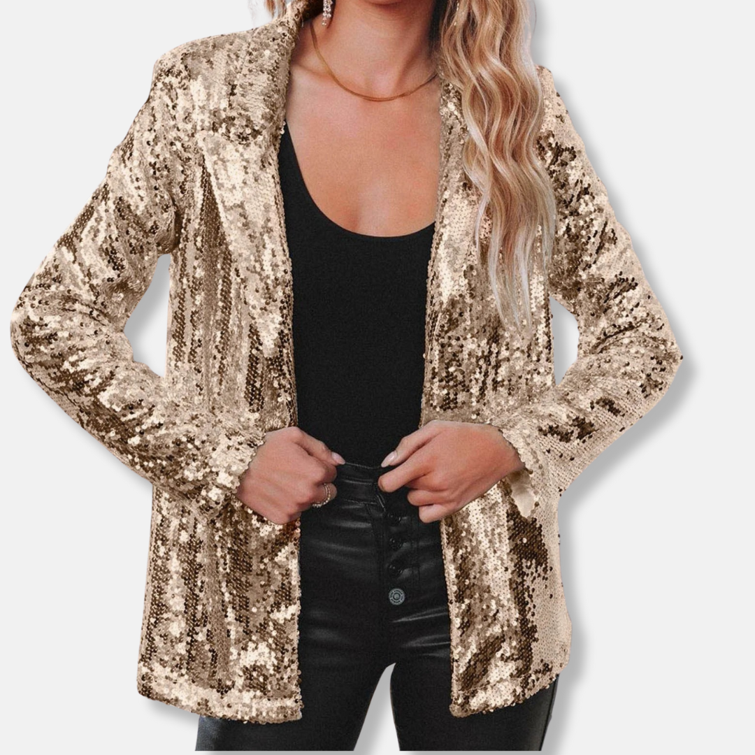 Glittering Sequin Trimmed Casual Blazer