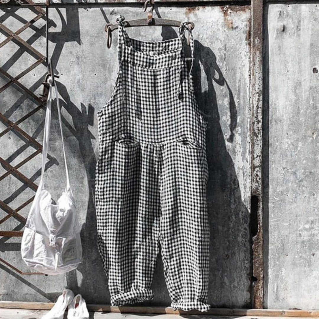 Comfortable Women's Gingham Wide Leg Jumpsuit