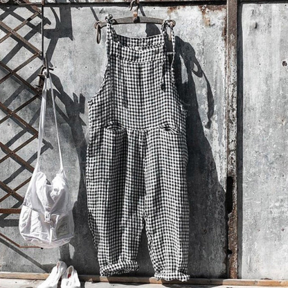 Comfortable Women's Gingham Wide Leg Jumpsuit