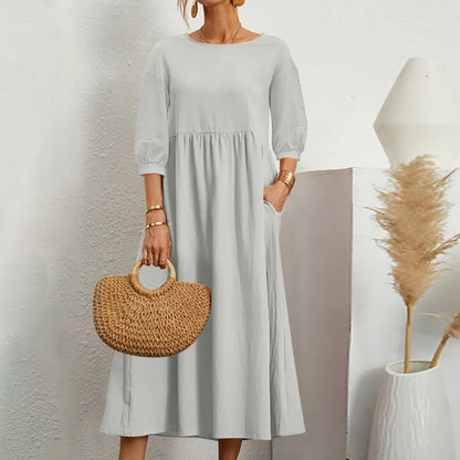 Relaxed Fit Floral Midi Dress Comfortable Everyday Wear