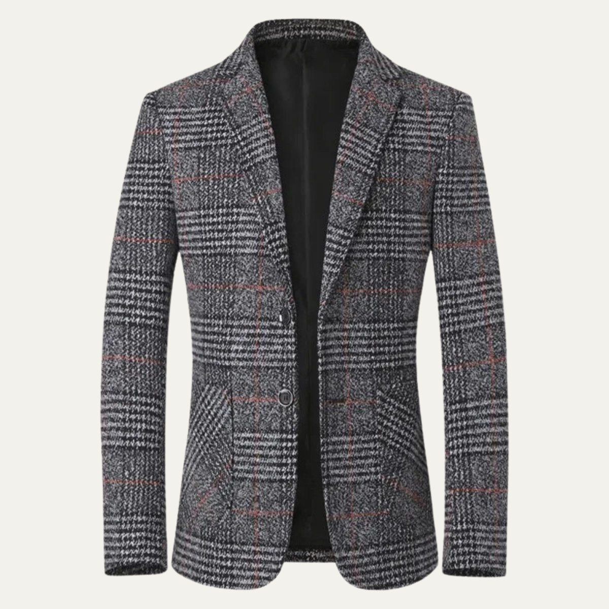 Stylish Mens Plaid Tweed Blazer Suit Jacket
