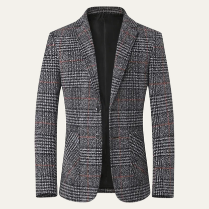 Stylish Mens Plaid Tweed Blazer Suit Jacket