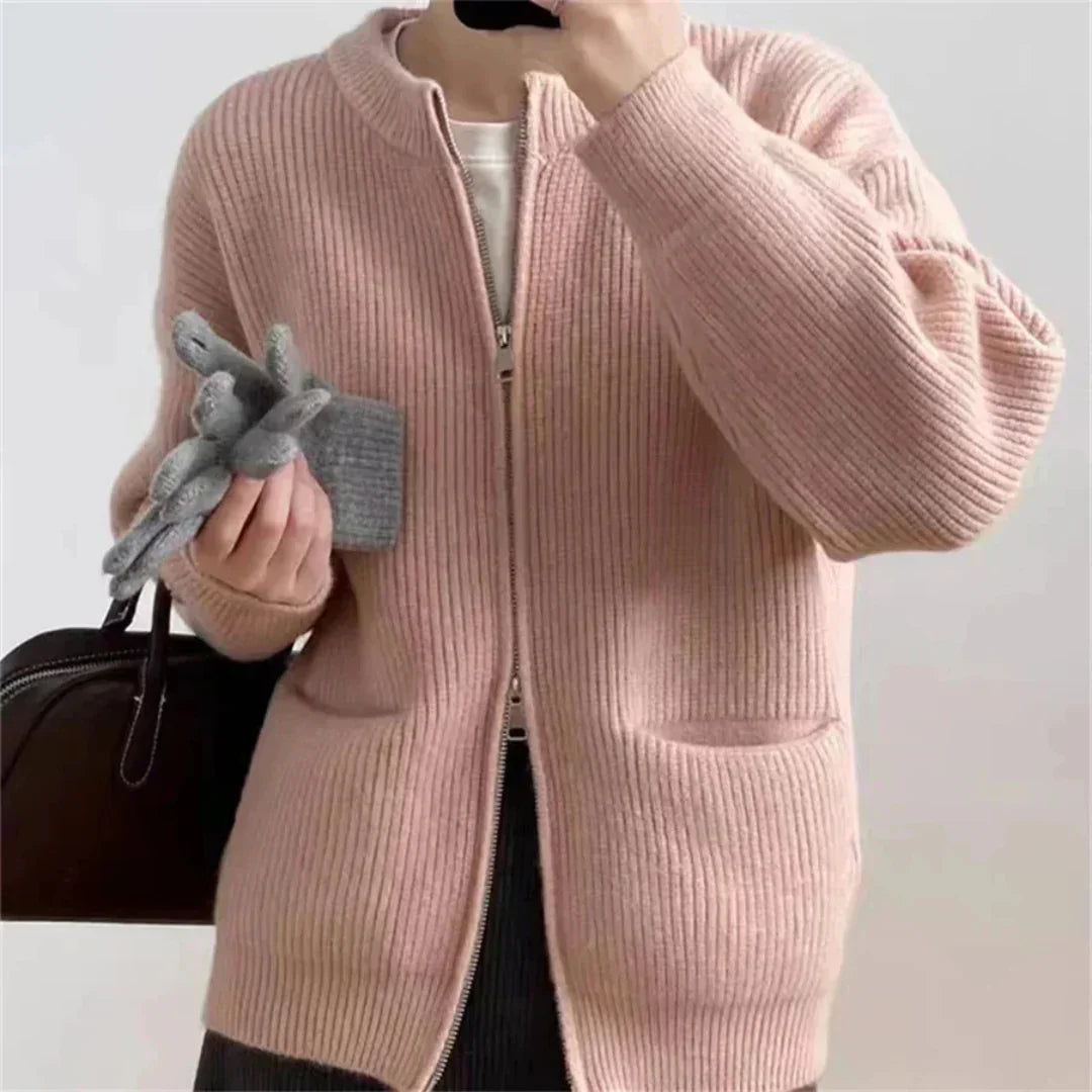 Cozy Oversized Zip Cardigan with Pockets