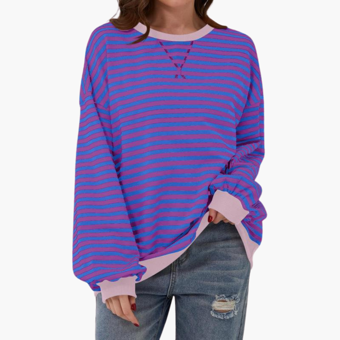 Relaxed Fit Women's Stripe Sweatshirt – Soft Long Sleeve Top