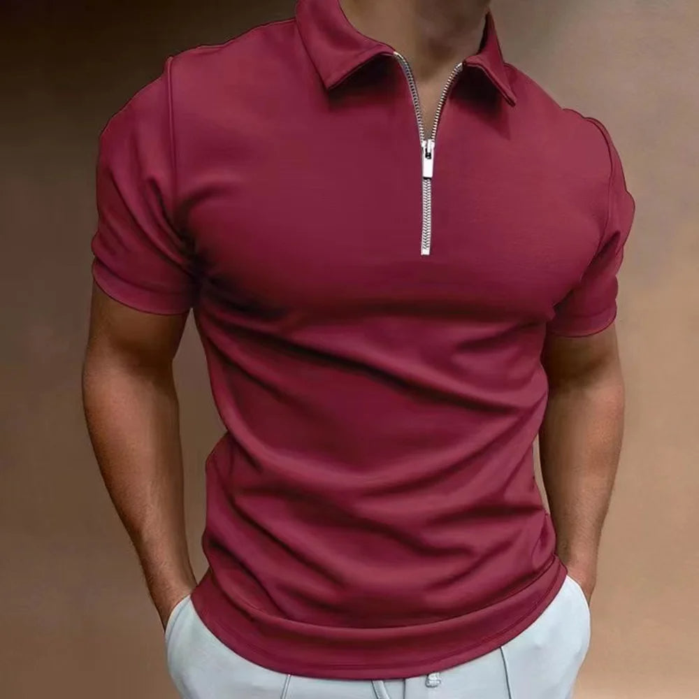 Classic Zip Neck Polo Shirt Everyday Style