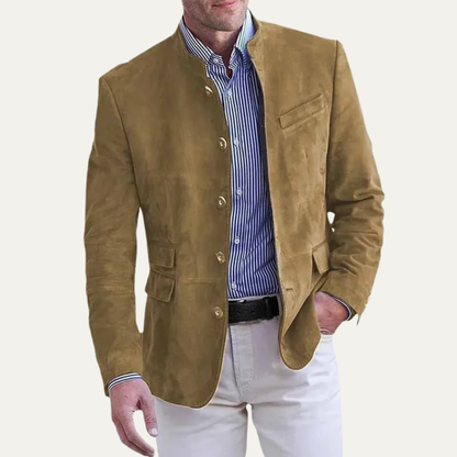 Classic Men's Suede Leather Blazer Jacket