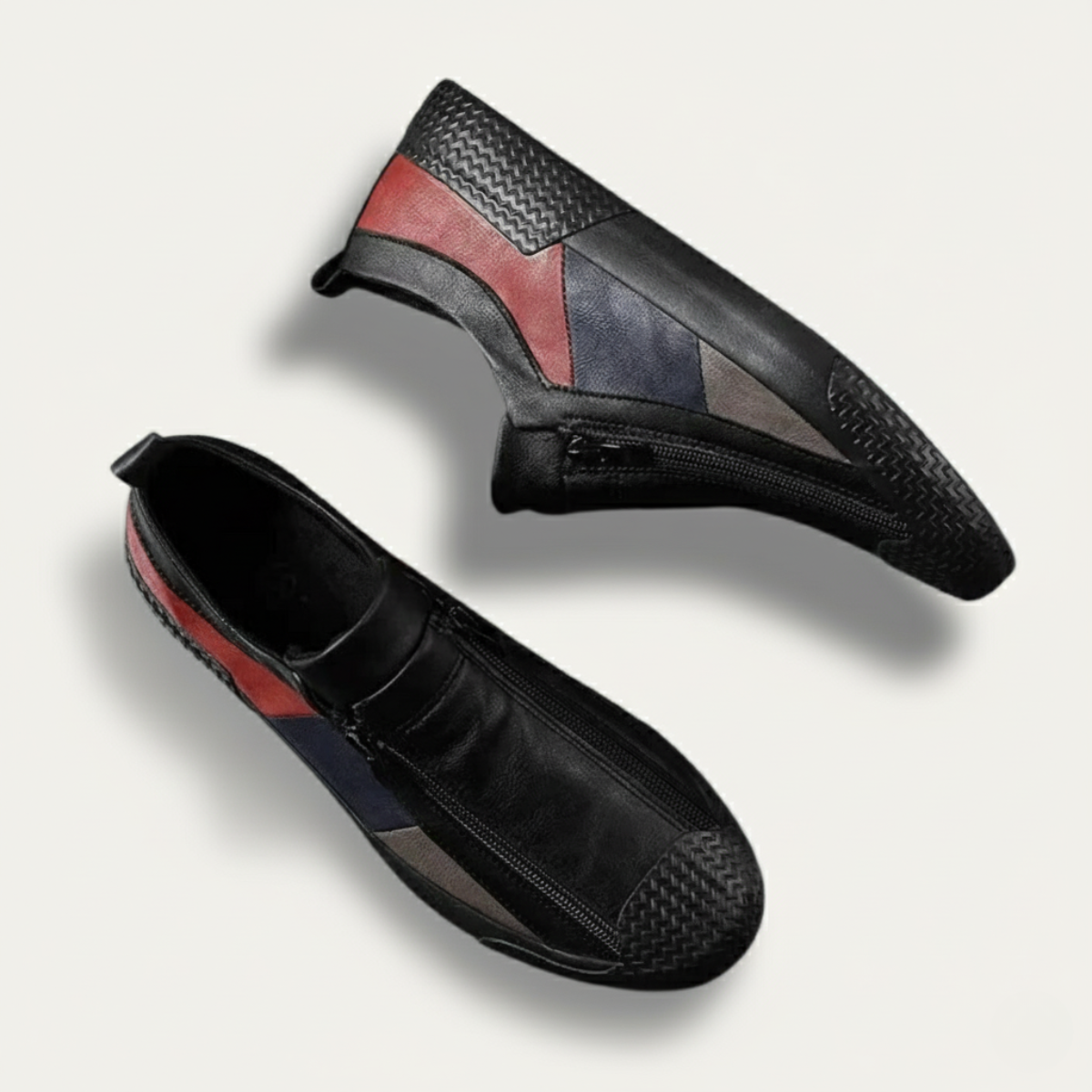 Premium Men's Leather Zip Sneakers