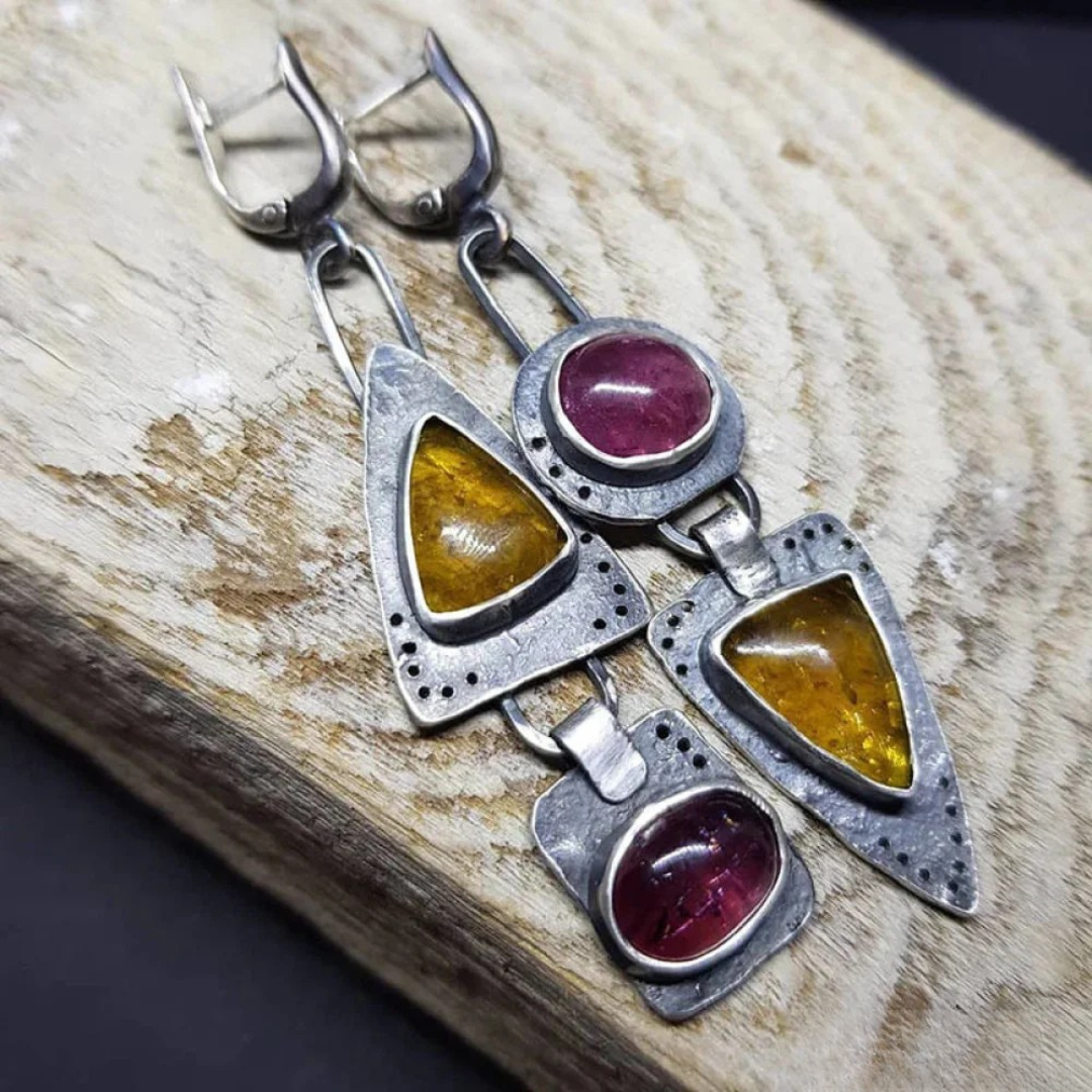 Vintage Geometric Drop Earrings - Nocini