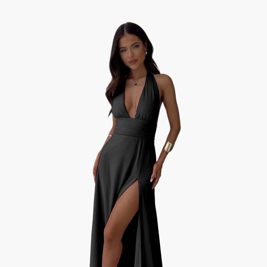 Long Sleeveless Halter Dress for Women