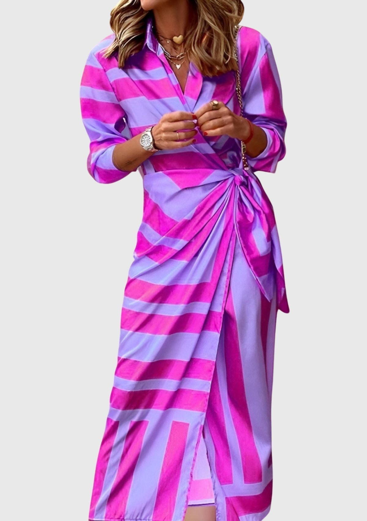 Chic Printed Wrap Around Dress