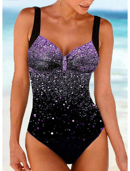 Women's Slimming Swimsuit with Built-in Bra and Sparkle Detail