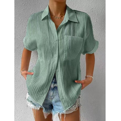 Women's Classic Casual Short Sleeve Shirt with Pocket