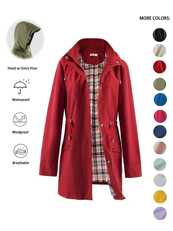Relaxed Fit Hooded Water Resistant Trench Coat