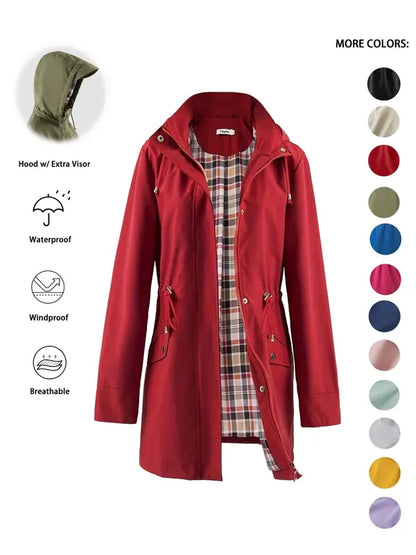 Relaxed Fit Hooded Water Resistant Trench Coat