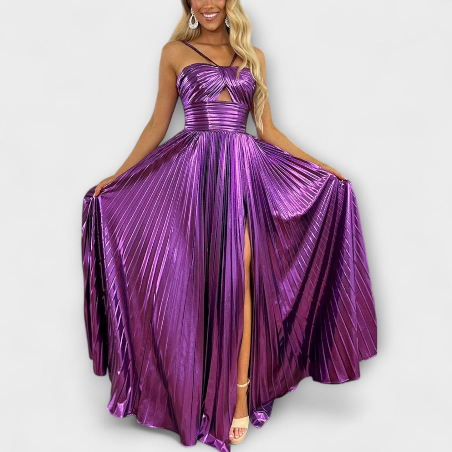 Shiny Floor Length Evening Dress