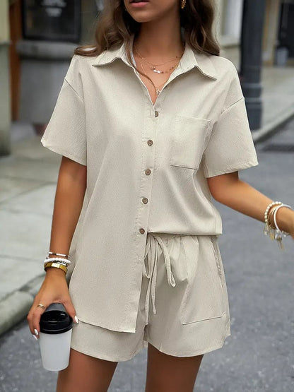 Ladies Casual Tee and Shorts Set Comfortable Wear