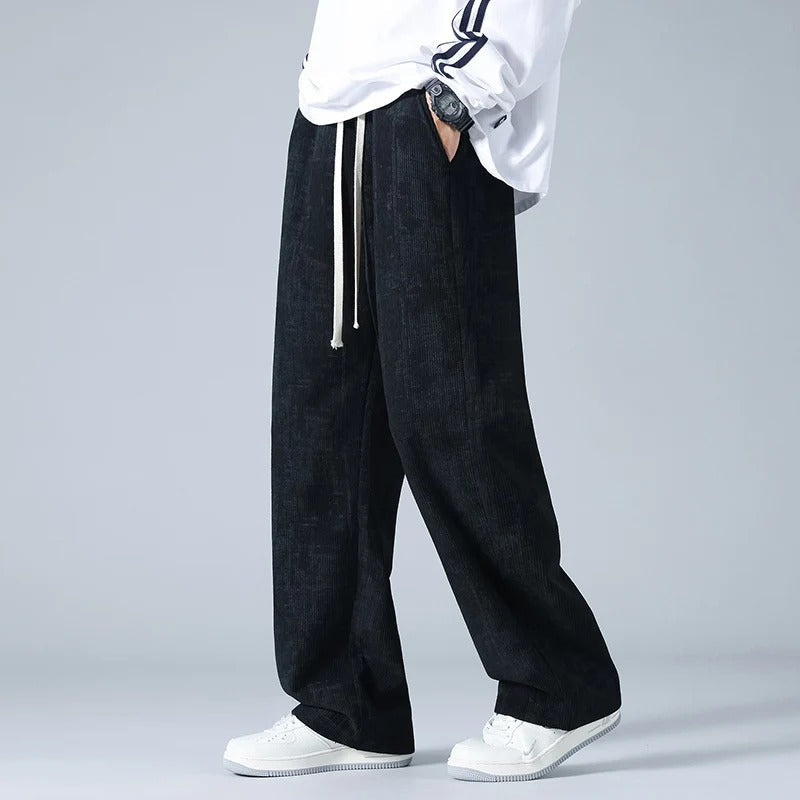 Comfortable Loose Fit Ribbed Waist Mens Pants