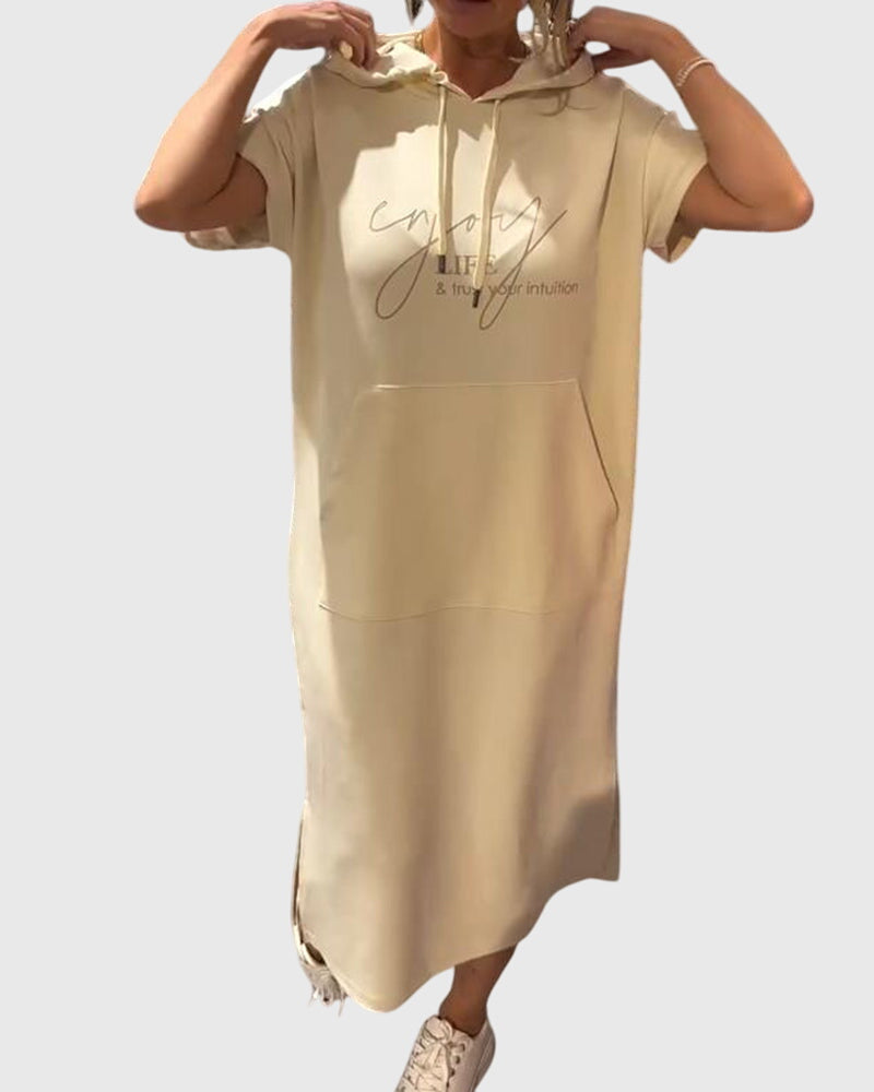 Casual Soft Hooded Sundress for Daily Wear