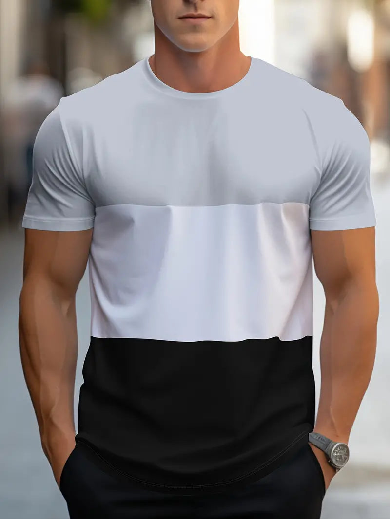 Casual Color Block Tee for Men