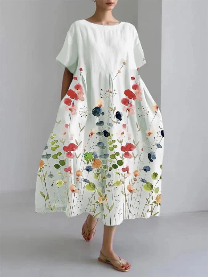 Comfy Summer Floral Maxi Dress for Women - Olytrend