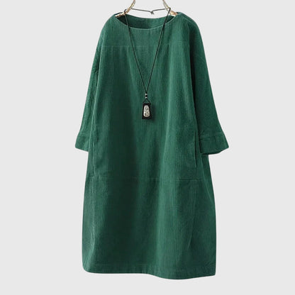 Casual Button Front Corduroy Dress