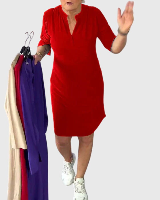 Classic Fit V Neck Mini Dress