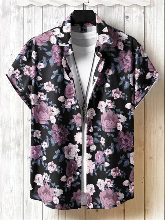 Colorful Floral Hawaiian Shirt Relaxed Fit Summer Wear