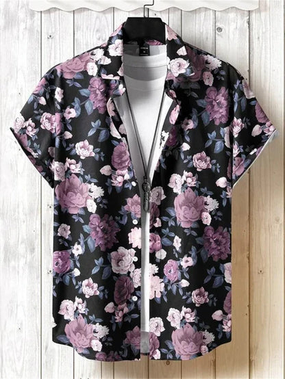 Colorful Floral Hawaiian Shirt Relaxed Fit Summer Wear