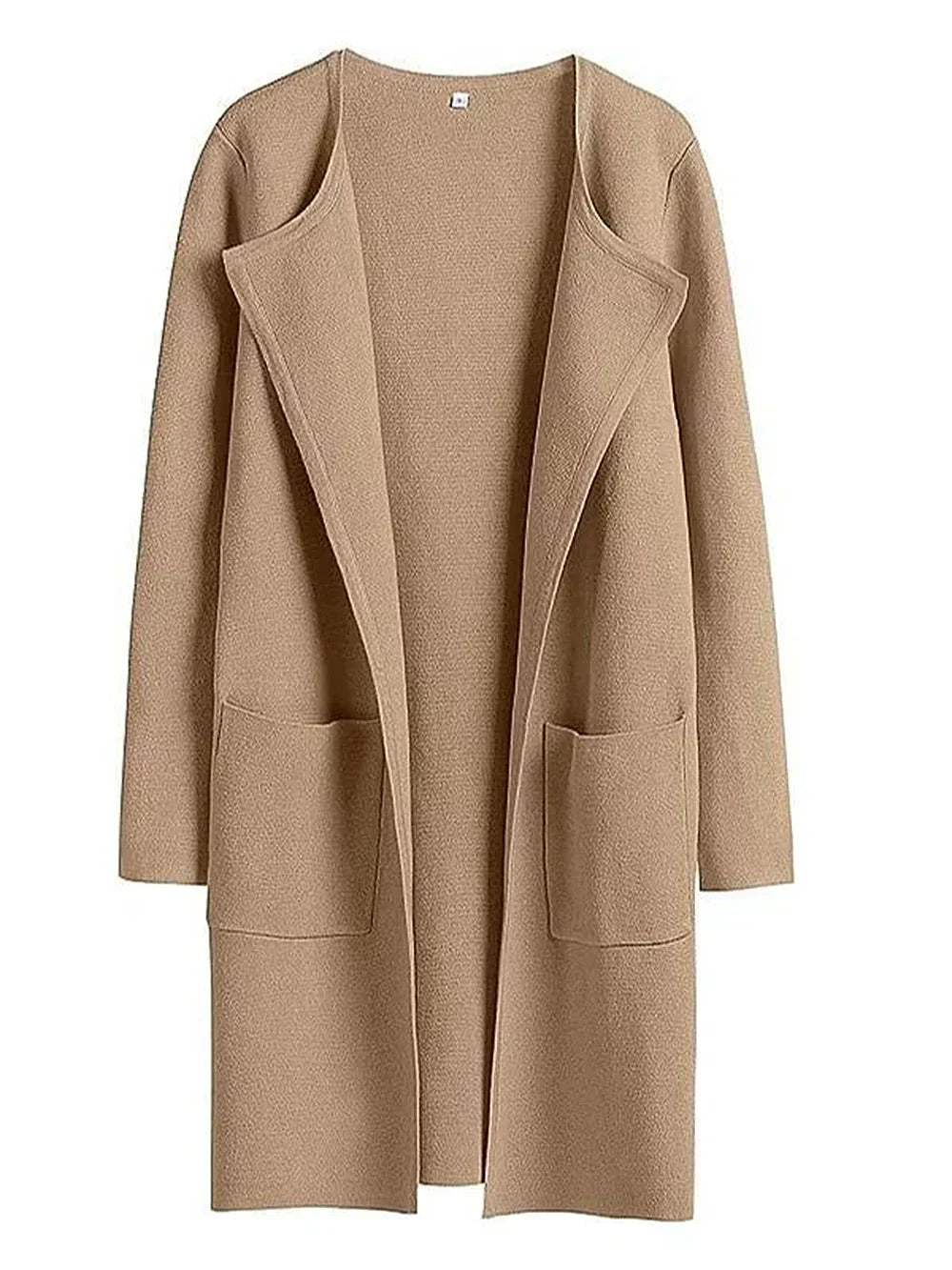 Casual Knee Length Women's Coat with Wide Lapels