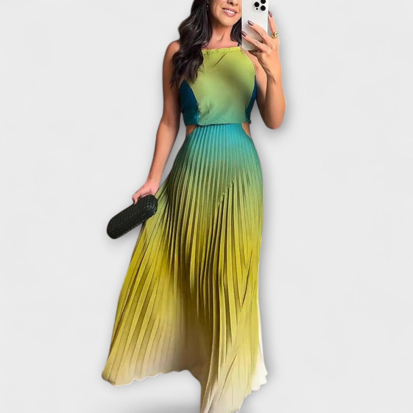 Trendy Open Back Dyed Formal Gown - Nocini